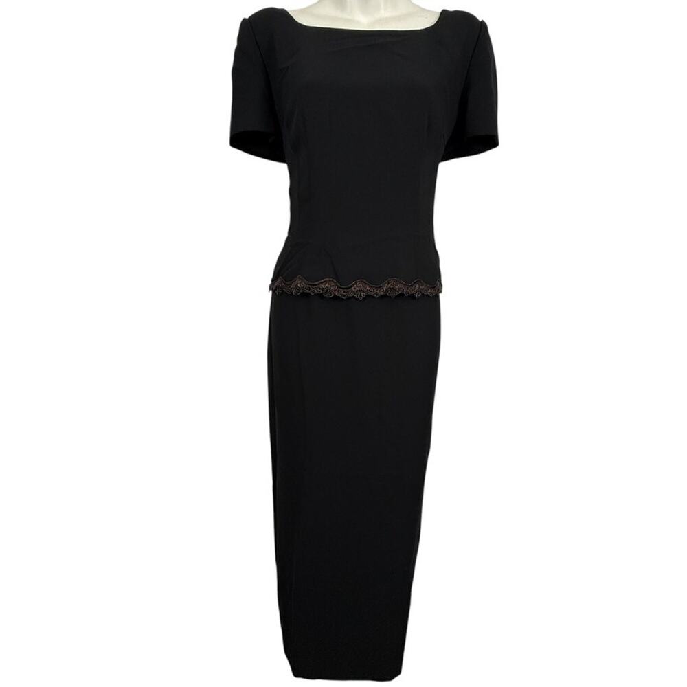 Maggy London Vintage 90s Lined Sheath Short Sleeve Whimsigoth Black Dress sz 6
